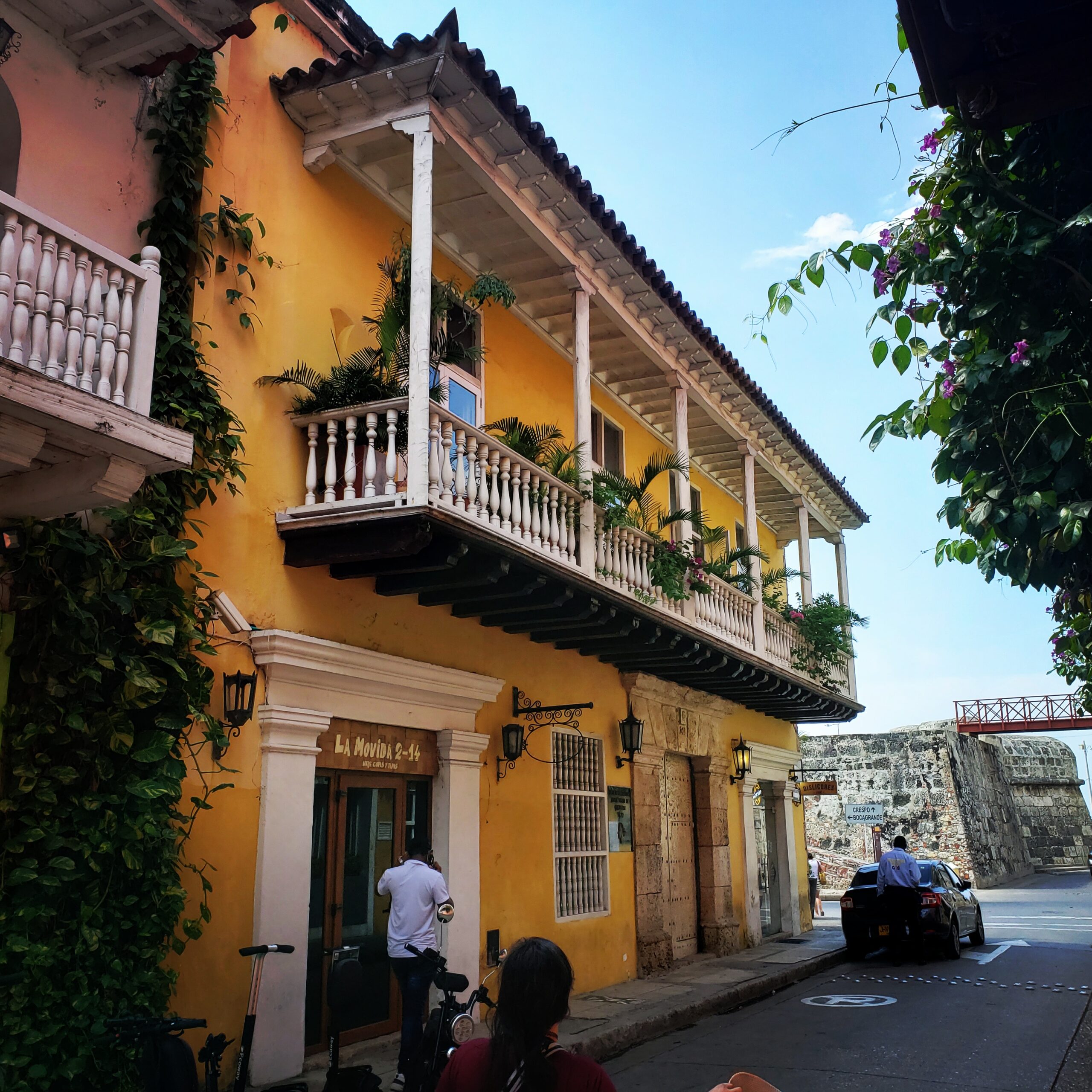 Inside the walled city in Cartegena Colombia