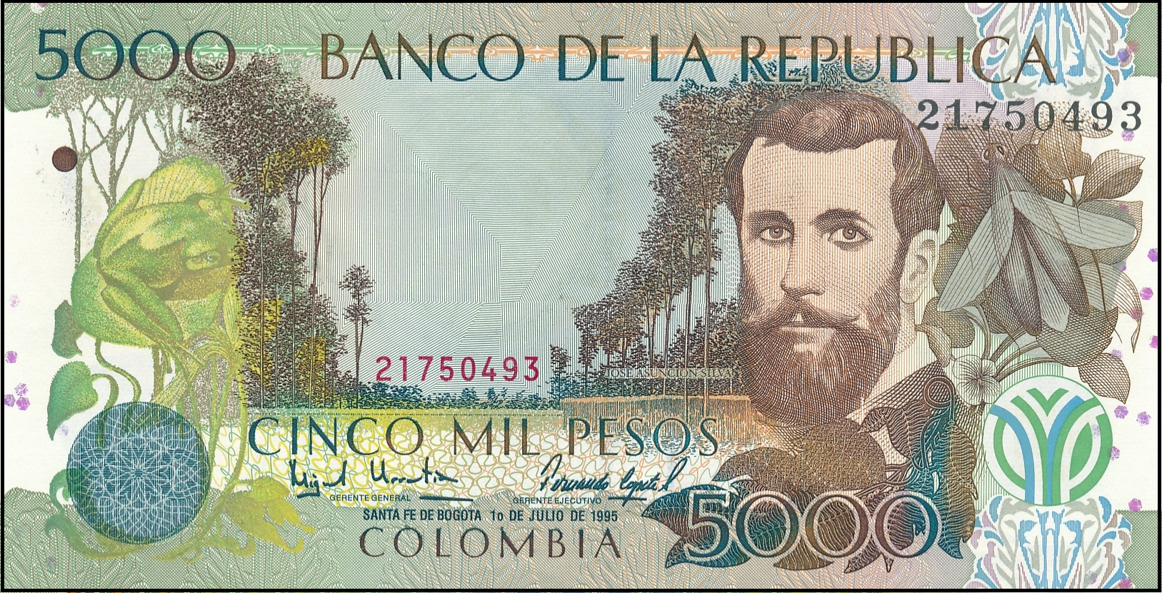 Colombian Money - old 5000 pesos bill