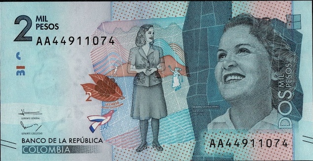 Colombian Money - new 2000 pesos bill