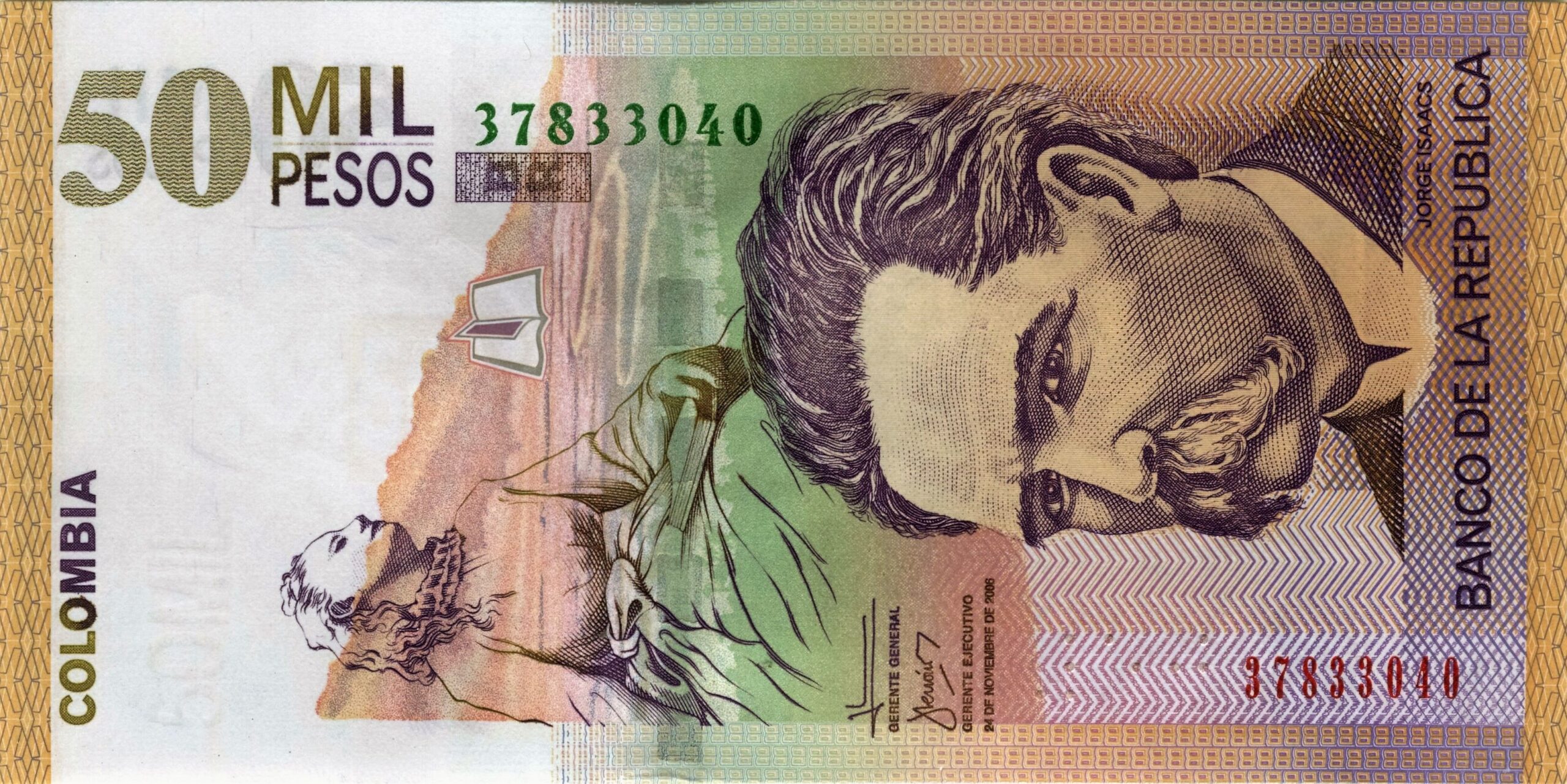 Colombian Money - old 50,000 pesos bill