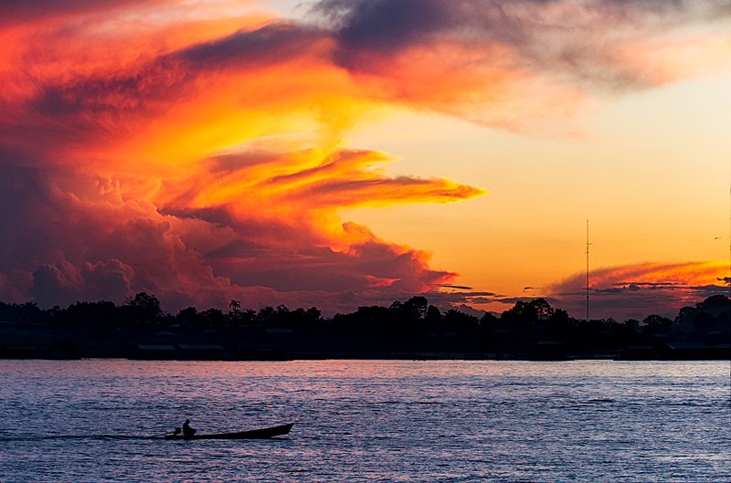 Sunset on the Amazon near Leticia Colombia
