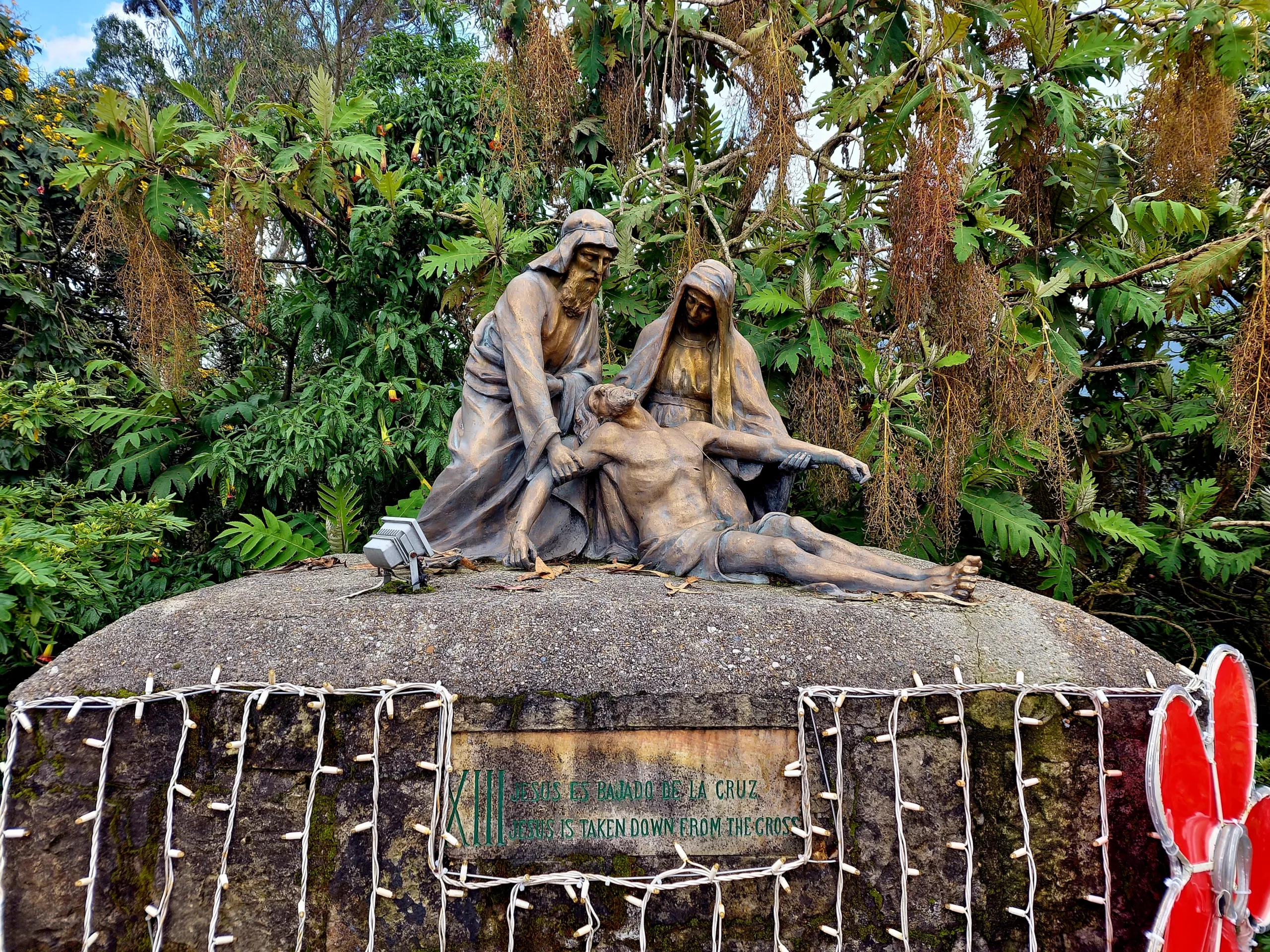 A statue located on Monserrate mountain in Bogota, Colombia.